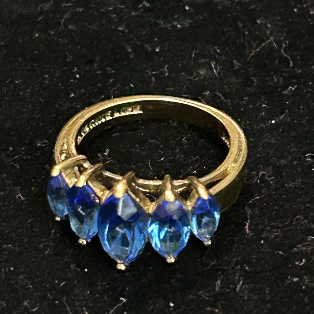 Lind 14k HGE Gold Ring with 5 Blue Gemstones